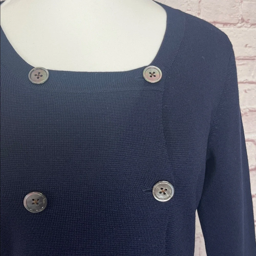 Brooks Brothers Extra Fine Merino Wool Navy Double Breasted Sweater Small - Picture 3 of 8